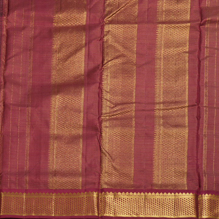 Hayagrivas Bottle Green Handloom Kanjivaram Ten Yards Silk Saree with Maroon Border BBD1212K5-2