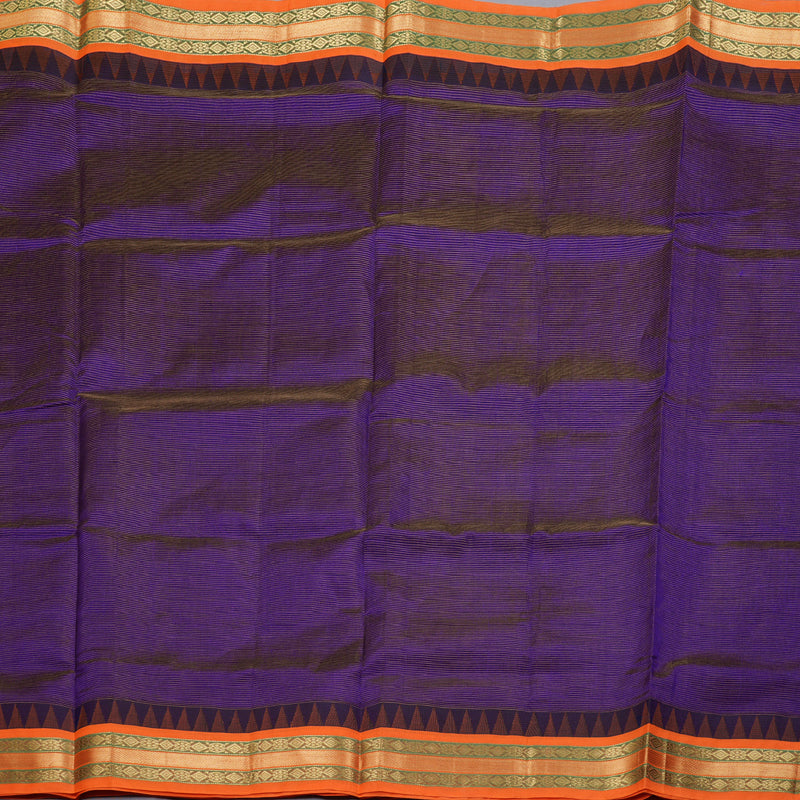 Hayagrivas Handloom Ink Blue With Orange Vairaoosi Silk Cotton Saree BBD1216K6-1