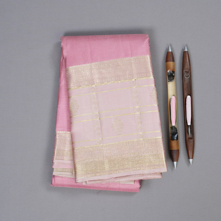 Hayagrivas Baby Pink Handloom Kanjivaram Silk Saree with Light Baby Pink Border BBD1222K2-1