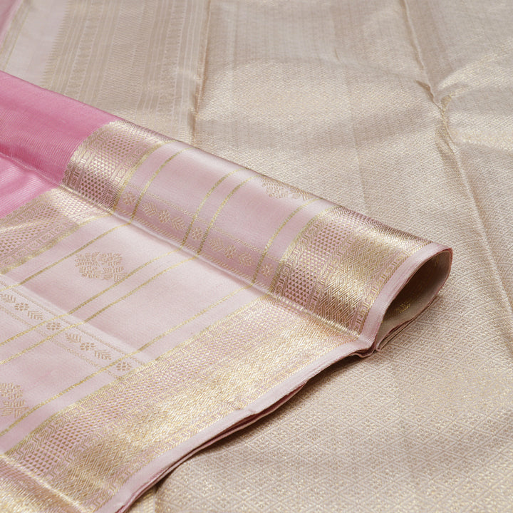 Hayagrivas Baby Pink Handloom Kanjivaram Silk Saree with Light Baby Pink Border BBD1222K2-1