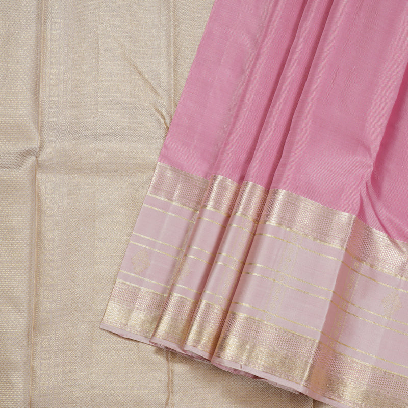 Hayagrivas Baby Pink Handloom Kanjivaram Silk Saree with Light Baby Pink Border BBD1222K2-1