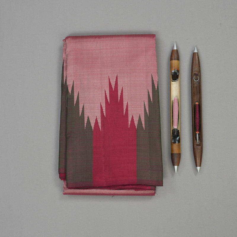 Hayagrivas Onion Pink Handloom Kanjivaram Silk Saree with Maroon And Green Border BBD1226K5-1