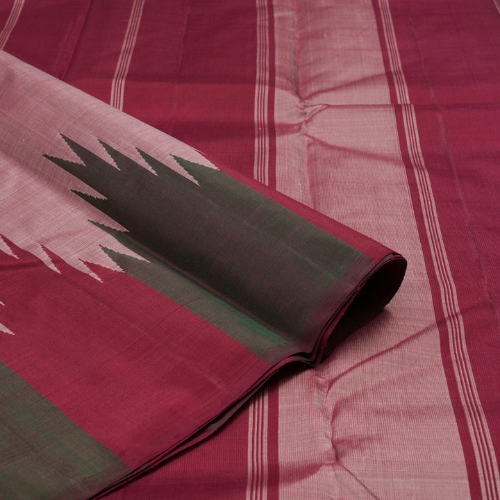 Hayagrivas Onion Pink Handloom Kanjivaram Silk Saree with Maroon And Green Border BBD1226K5-1
