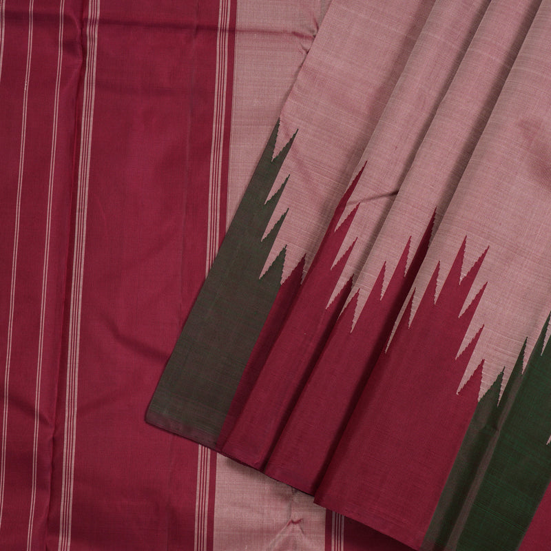 Hayagrivas Onion Pink Handloom Kanjivaram Silk Saree with Maroon And Green Border BBD1226K5-1