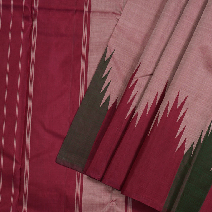 Hayagrivas Onion Pink Handloom Kanjivaram Silk Saree with Maroon And Green Border BBD1226K5-1