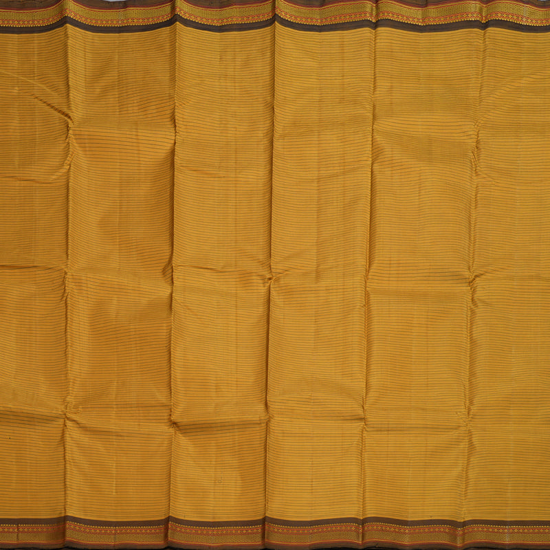 Hayagrivas Mustard Handloom Kanjivaram Silk Saree with Black With Yellow Border BBD1226K5-3