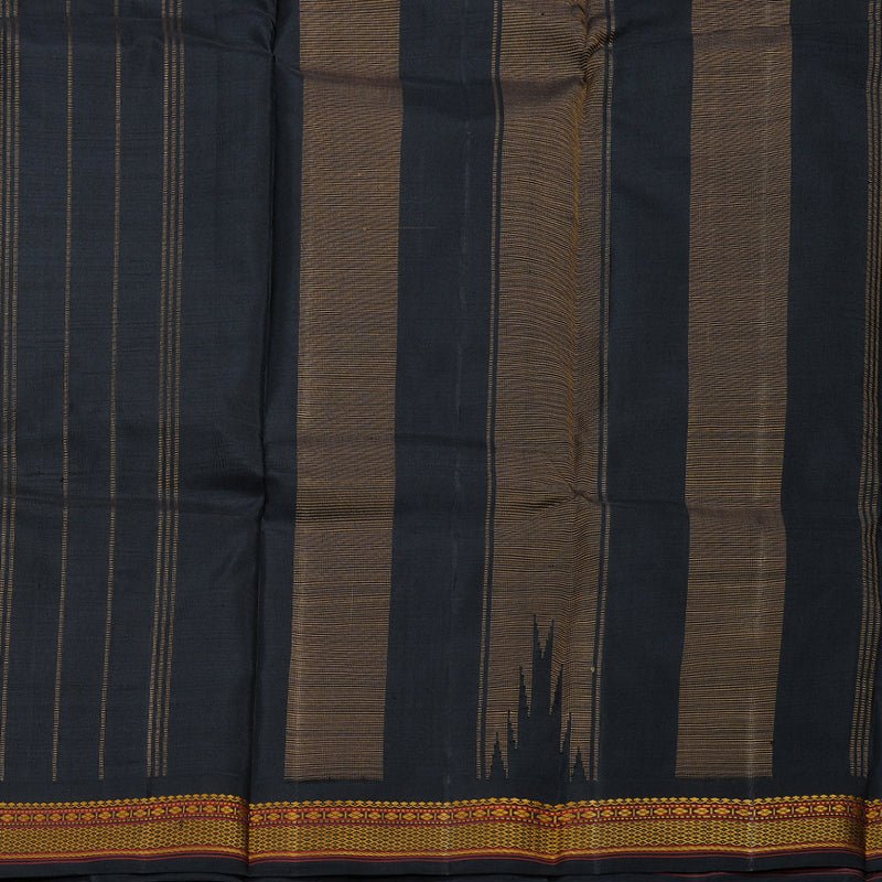 Hayagrivas Mustard Handloom Kanjivaram Silk Saree with Black With Yellow Border BBD1226K5-3