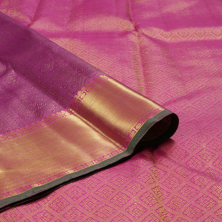 Hayagrivas Purple Handloom Kanjivaram Silk Saree with Pink Border BBD1227K1-1