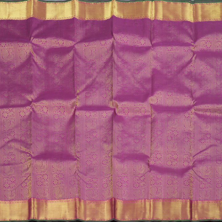 Hayagrivas Purple Handloom Kanjivaram Silk Saree with Pink Border BBD1227K1-1