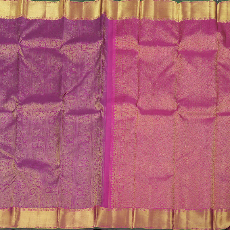 Hayagrivas Purple Handloom Kanjivaram Silk Saree with Pink Border BBD1227K1-1