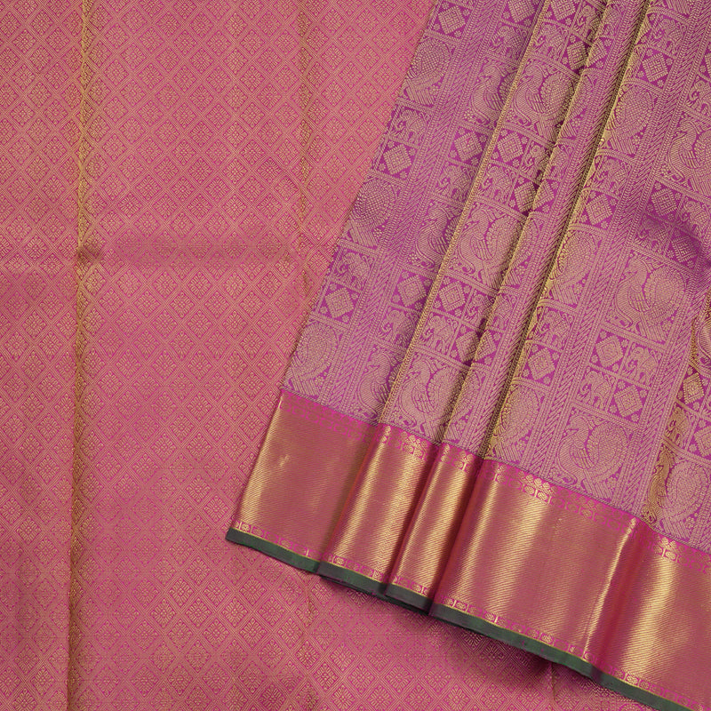 Hayagrivas Purple Handloom Kanjivaram Silk Saree with Pink Border BBD1227K1-1