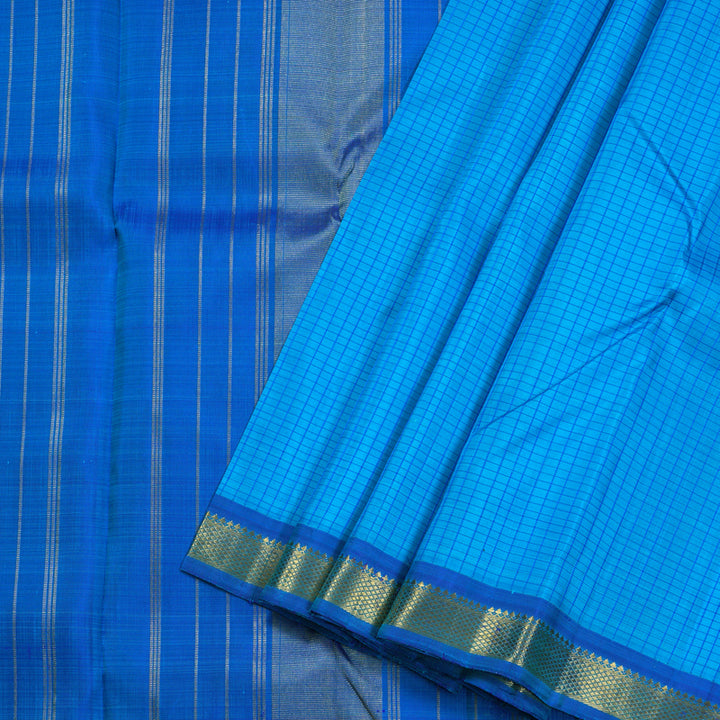 Hayagrivas Sky Blue Handloom Kanjivaram Silk Saree with Blue Border BBD1229K1-1