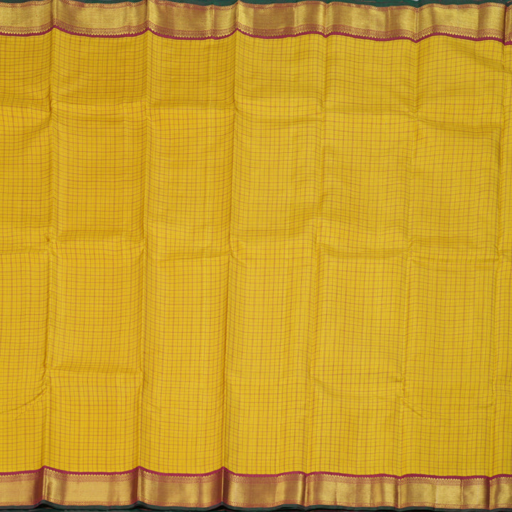 Hayagrivas Mustard Yellow Handloom Kanjivaram Silk Saree with Maroon Border BBD1232K4-1