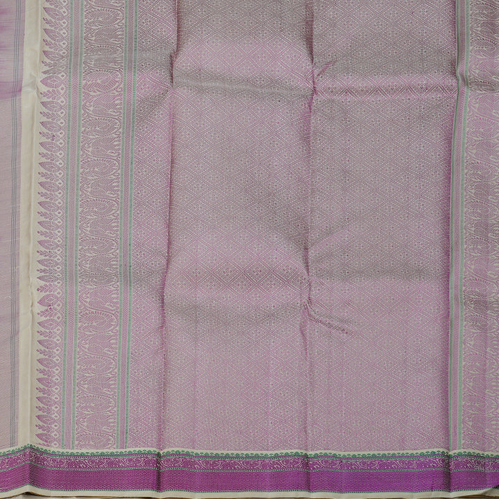 Hayagrivas Purple Handloom Kanjivaram Silk Saree with Beige Border BBD1232K5-1