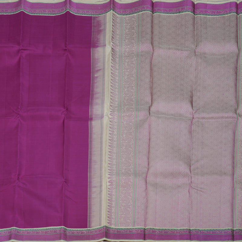 Hayagrivas Purple Handloom Kanjivaram Silk Saree with Beige Border BBD1232K5-1