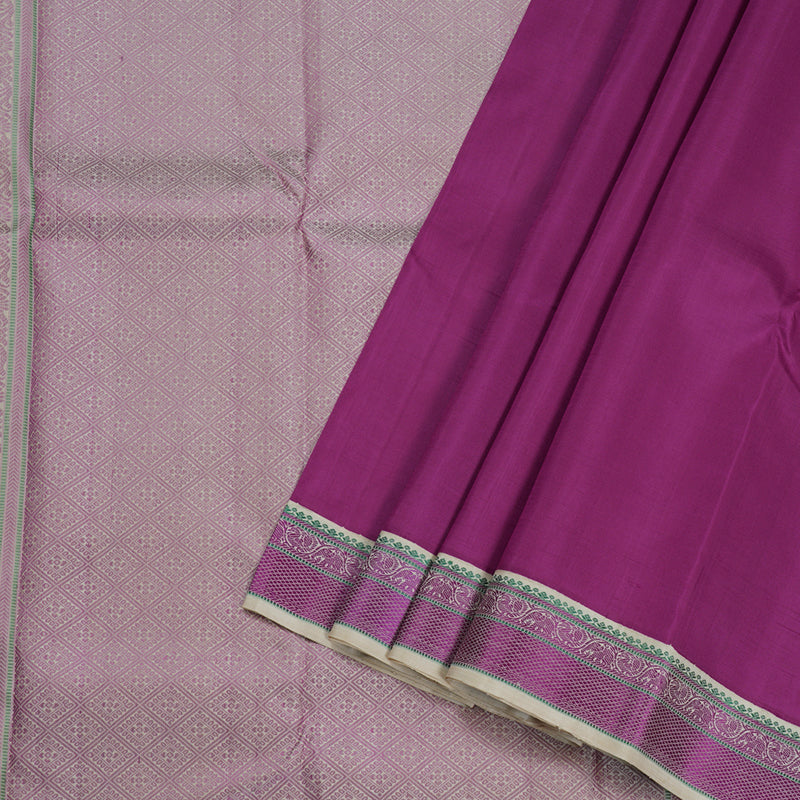 Hayagrivas Purple Handloom Kanjivaram Silk Saree with Beige Border BBD1232K5-1