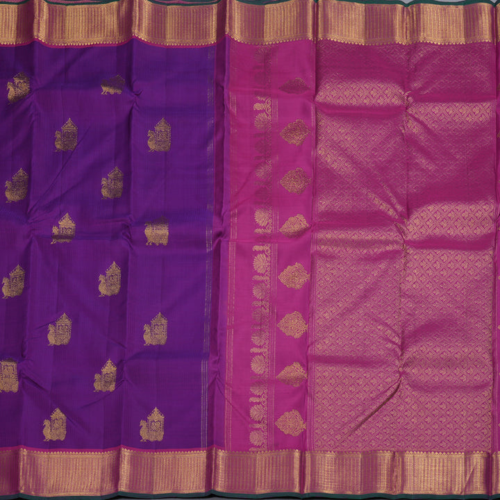 Hayagrivas Purple Handloom Kanjivaram Silk Saree with Pink Border BBD1235K6-1