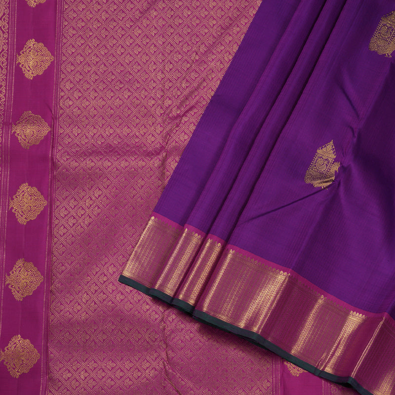 Hayagrivas Purple Handloom Kanjivaram Silk Saree with Pink Border BBD1235K6-1