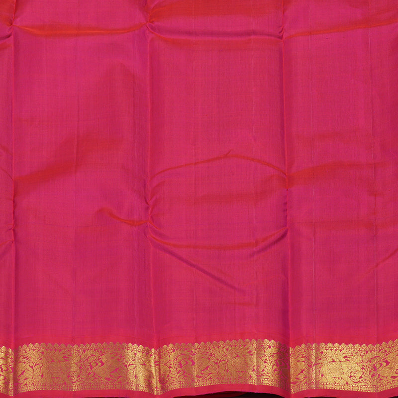 Hayagrivas Peacock Blue Handloom Kanjivaram Silk Saree with Reddish Pink Border BBD1235K6-3