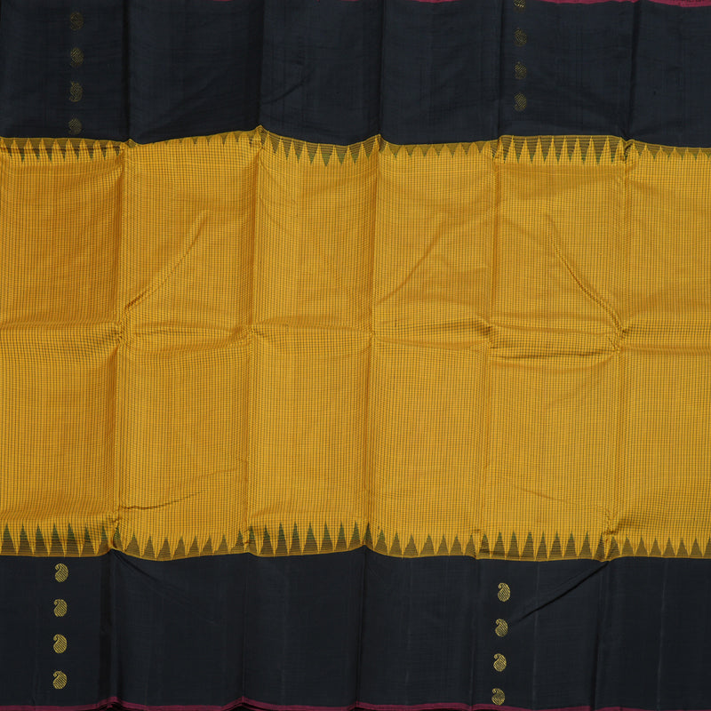 Hayagrivas Mustard Handloom Kanjivaram Silk Saree with Black Border BBD1235K8-1