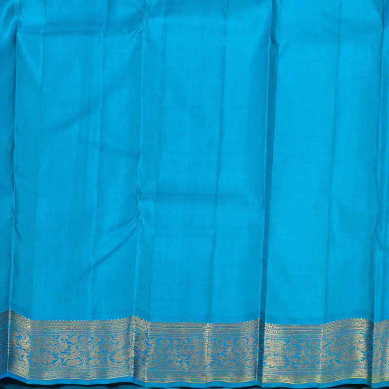 Hayagrivas Fluorescent Green Handloom Kanjivaram Silk Saree with Sky Blue Border BBD1236K1-3