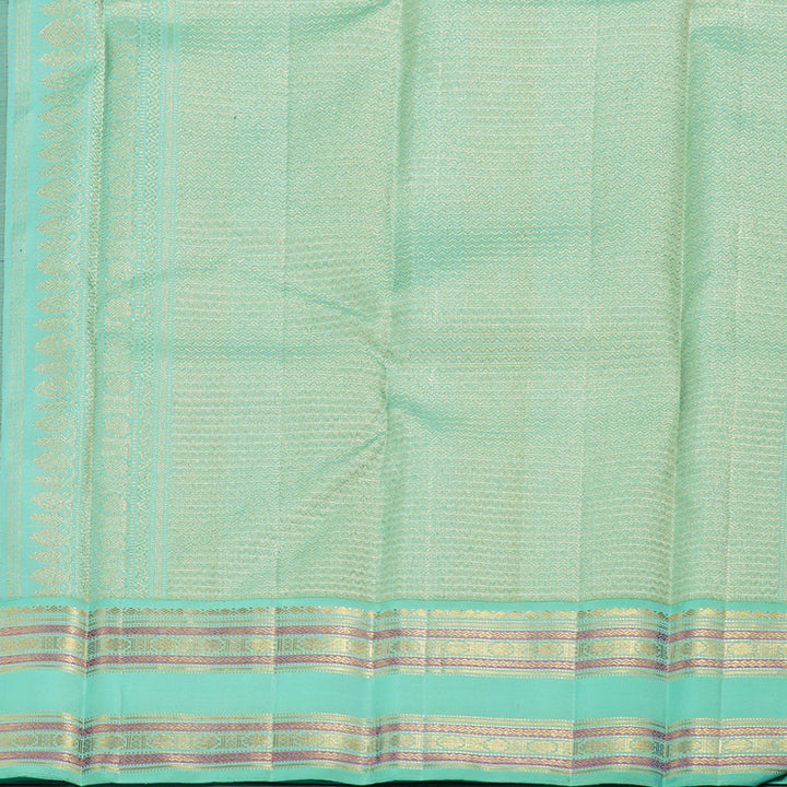 Hayagrivas Dark Purple Handloom Kanjivaram Silk Saree with Sea Green Border BBD1236K2-1