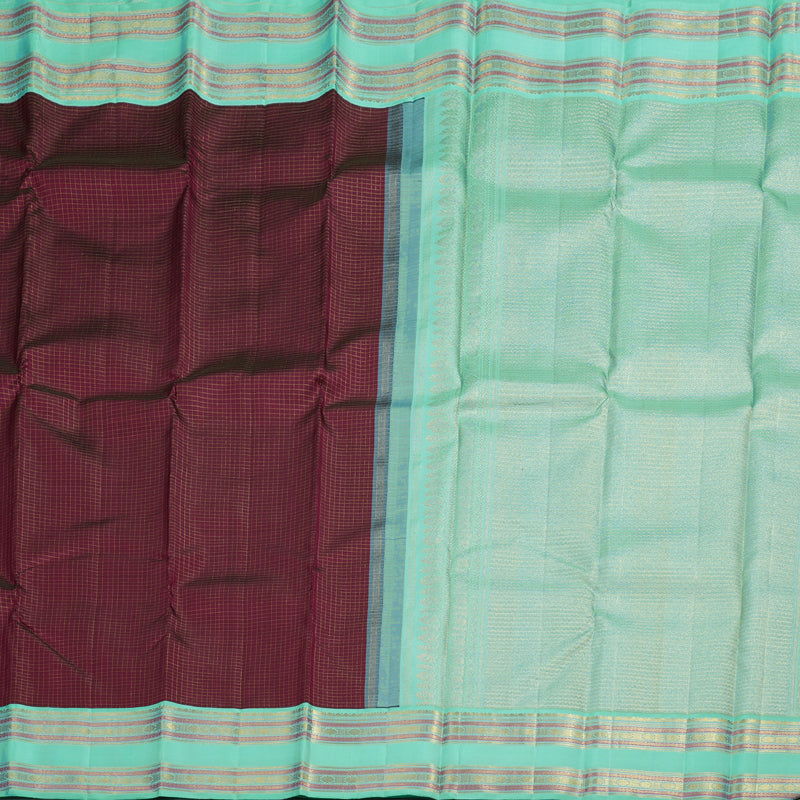 Hayagrivas Dark Purple Handloom Kanjivaram Silk Saree with Sea Green Border BBD1236K2-1