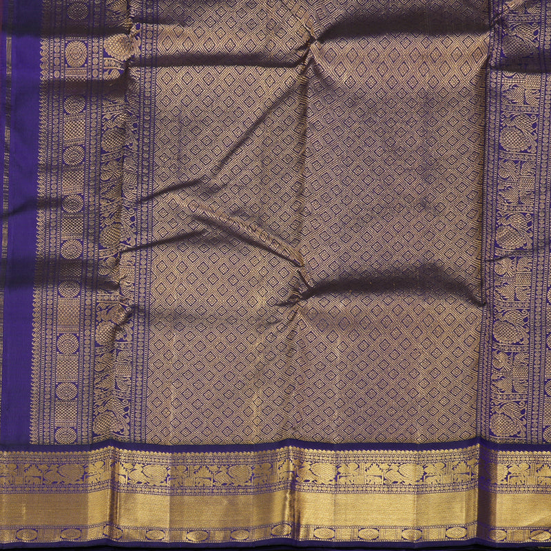 Hayagrivas Sandal Beige Handloom Kanjivaram Silk Saree with Dark Blue Border BBD1238K22-1