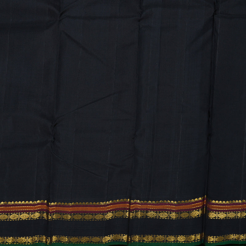 Hayagrivas Mustard Yellow Handloom Kanjivaram Silk Saree with Black Border BBD1238K26-1