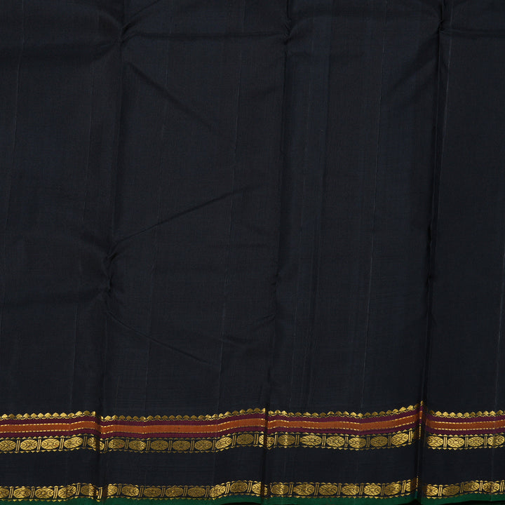 Hayagrivas Mustard Yellow Handloom Kanjivaram Silk Saree with Black Border BBD1238K26-1