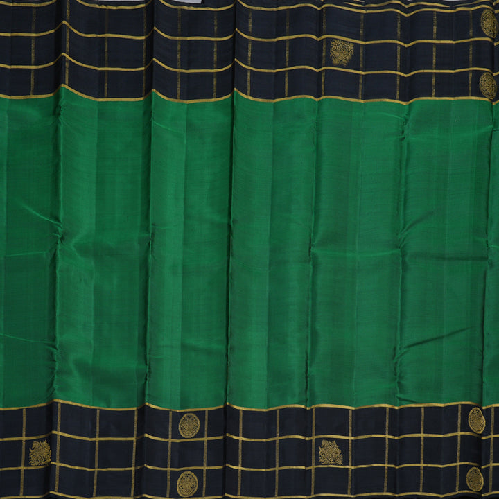 Hayagrivas Bottle Green Handloom Kanjivaram Silk Saree with Black Border BBD1238K6-1