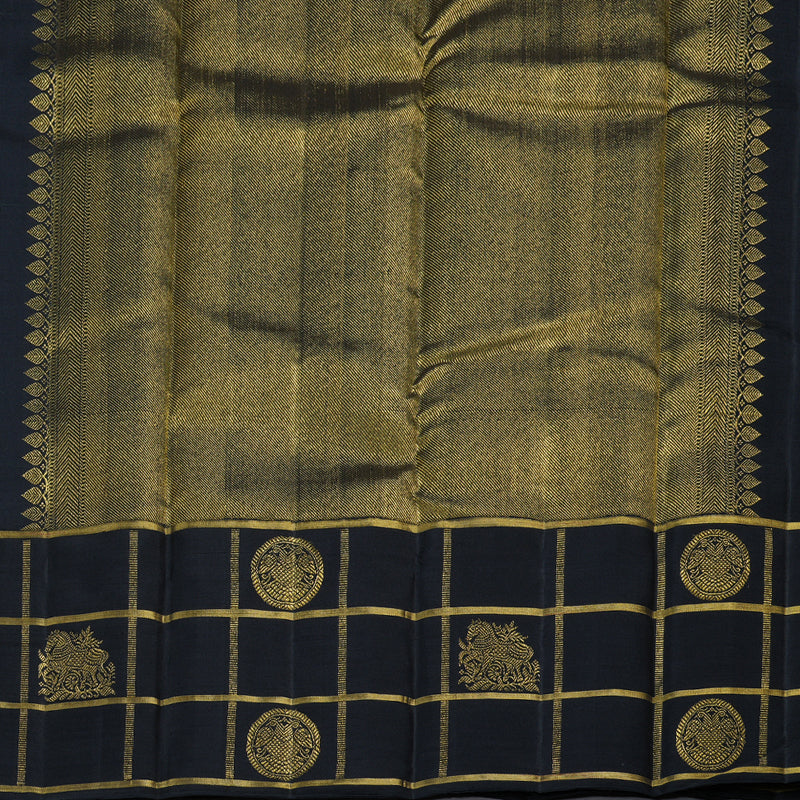 Hayagrivas Bottle Green Handloom Kanjivaram Silk Saree with Black Border BBD1238K6-1