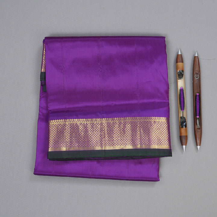 Hayagrivas Purple Handloom Kanjivaram Ten Yard Silk Saree  BBD1239K1-3