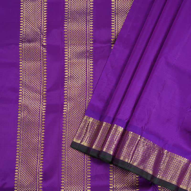 Hayagrivas Purple Handloom Kanjivaram Ten Yard Silk Saree  BBD1239K1-3