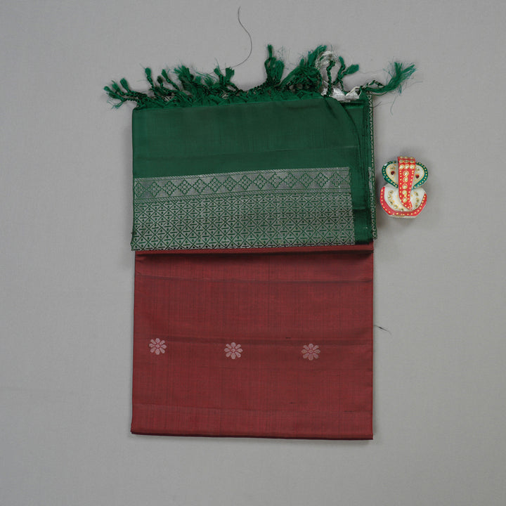 Hayagrivas Handloom Pure Soft Silk Saree in Deep Maroon with Bottle Green BBD1243K3-1