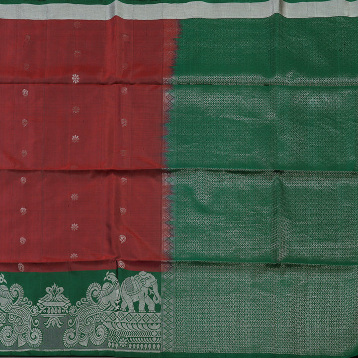 Hayagrivas Handloom Pure Soft Silk Saree in Deep Maroon with Bottle Green BBD1243K3-1