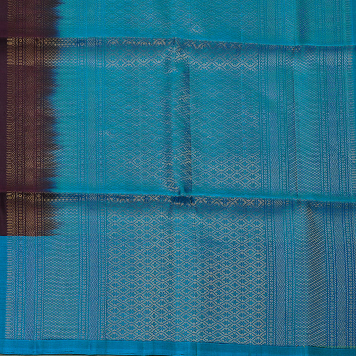 Hayagrivas Dark Brown Handloom Soft Silk Saree with Dark Sky Blue Border BBD1243K5-1