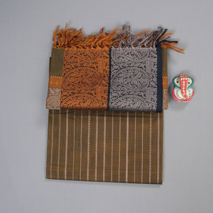 Hayagrivas Handloom Pure Cotton Saree in Soothing Honey Mustard BBD1245K3-2