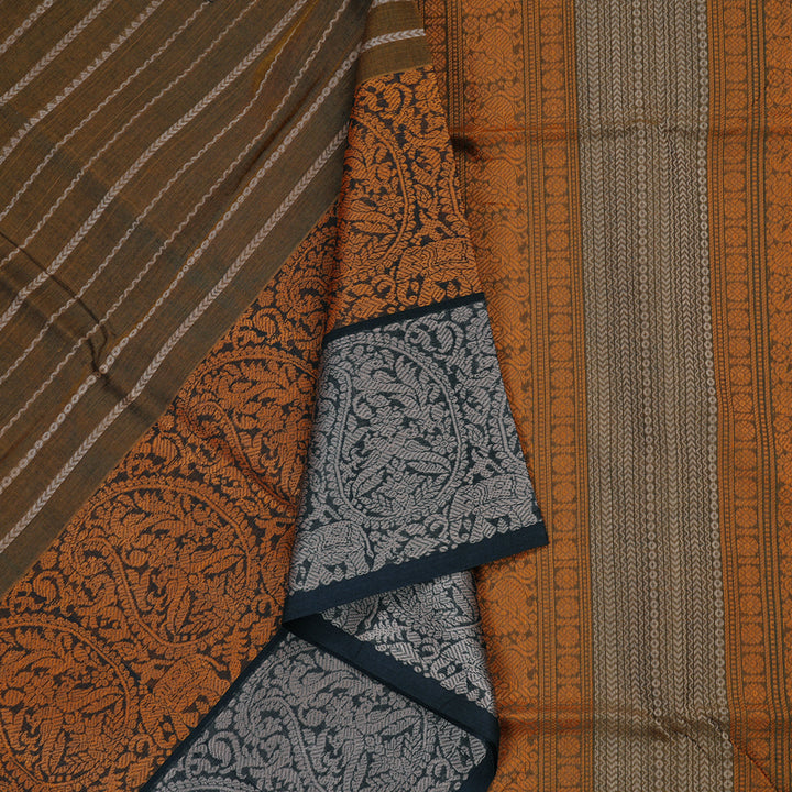 Hayagrivas Handloom Pure Cotton Saree in Soothing Honey Mustard BBD1245K3-2