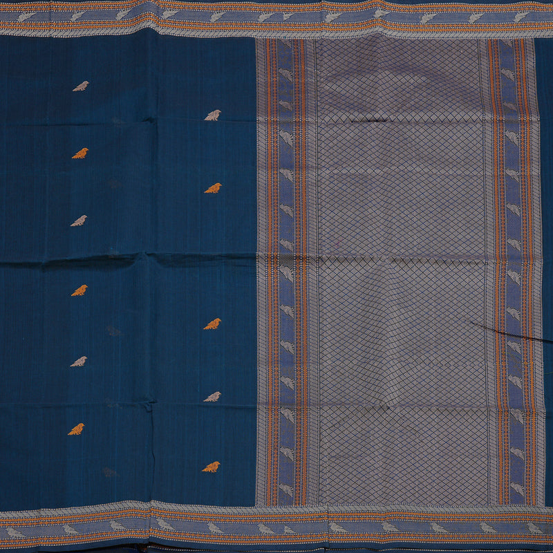 Hayagrivas Handloom Pure Cotton Saree in Regal Dark Blue BBD1247K3-3