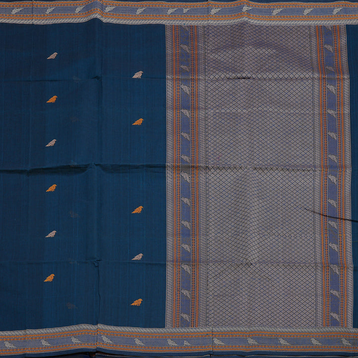 Hayagrivas Handloom Pure Cotton Saree in Regal Dark Blue BBD1247K3-3