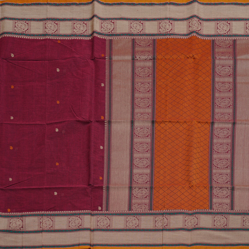 Hayagrivas Handloom Pure Cotton Saree in Luxurious Wine Maroon BBD1247K8-1