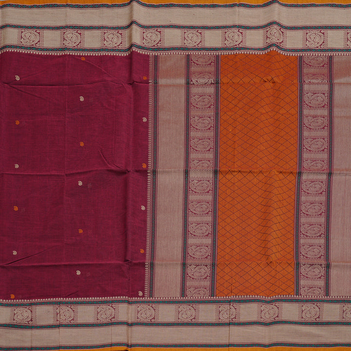 Hayagrivas Handloom Pure Cotton Saree in Luxurious Wine Maroon BBD1247K8-1