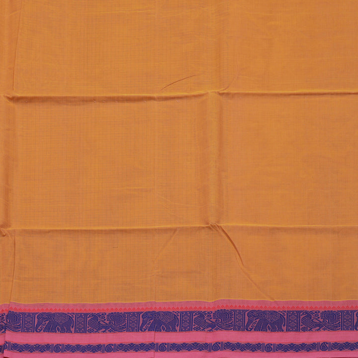 Hayagrivas Handloom Pure Cotton Saree in Ebullient Mustard Yellow checked BBD1248K11-1