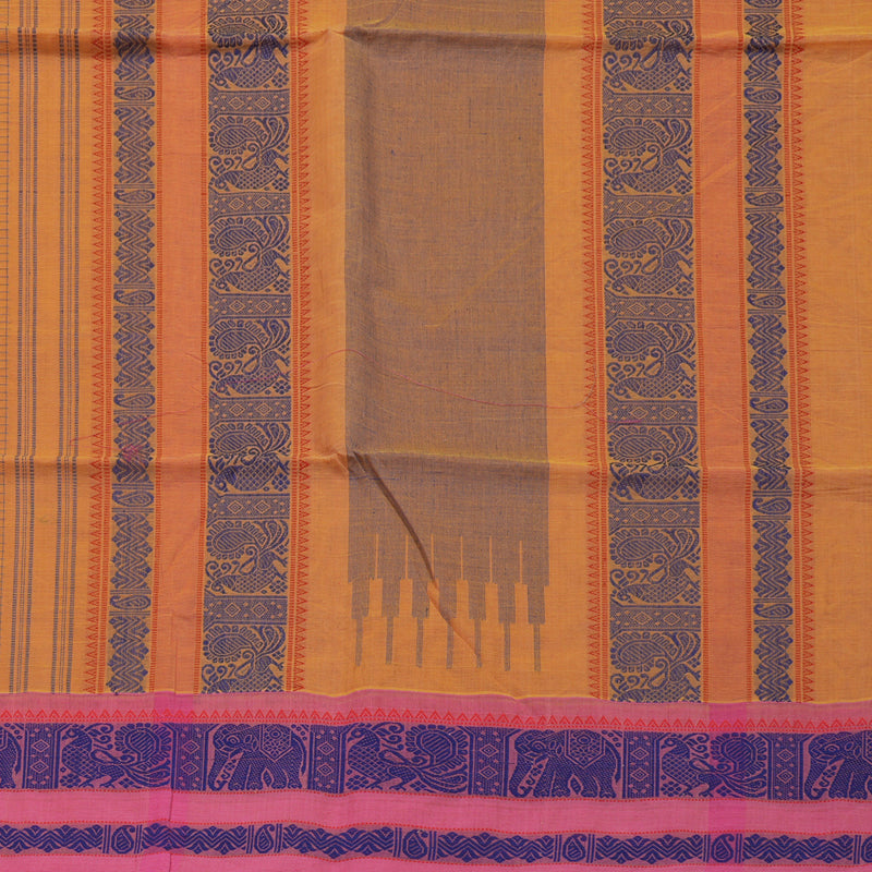 Hayagrivas Handloom Pure Cotton Saree in Ebullient Mustard Yellow checked BBD1248K11-1