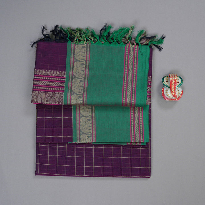 Hayagrivas Handloom Pure Cotton Saree in Majestic Dark Purple BBD1248K7-3