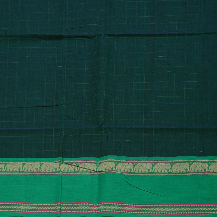 Hayagrivas Handloom Pure Cotton Saree in Bold Bottle Green BBD1248K7-5