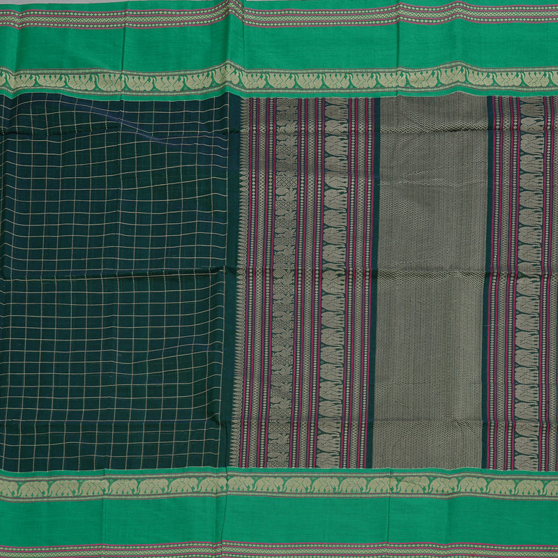 Hayagrivas Handloom Pure Cotton Saree in Bold Bottle Green BBD1248K7-5
