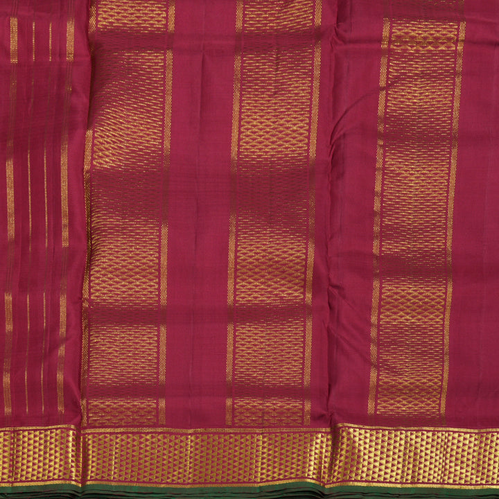 Hayagrivas Maroon Handloom Ten Yards Kanjivaram Silk Saree with Maroon Green Edging Border BBD1256K2-1