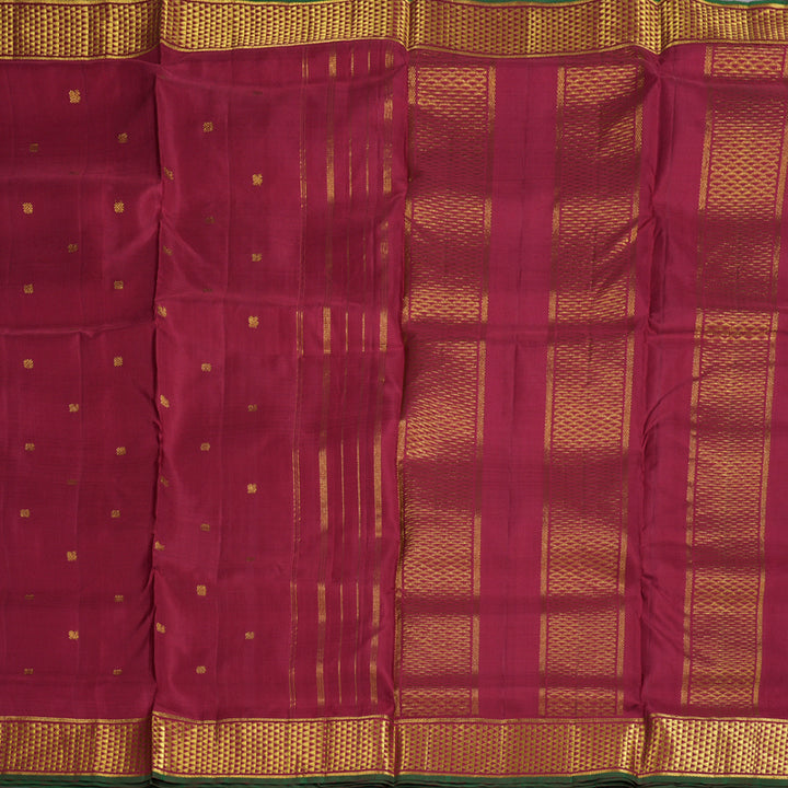 Hayagrivas Maroon Handloom Ten Yards Kanjivaram Silk Saree with Maroon Green Edging Border BBD1256K2-1